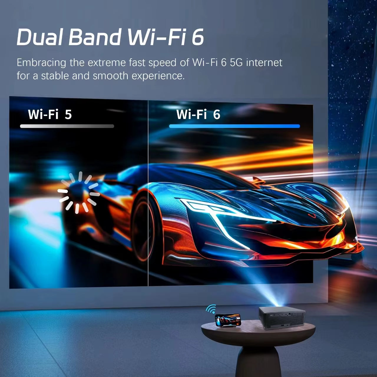 AI Off-Axis&E-Stand C4 PRO 1080P Projector Full HD 4K 1200ANSI Projectors Video Smart TV for Home 32GB Movie Theater Beamer