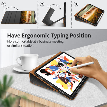 HOLIMET Ipad Pro 12.9 Case 2022 6Th/5Th/4Th/3Rd Generation Case 2021 2020 2018 with Pencil Holder Pocket Strap Folio Stand Cover Soft TPU Back Shockproof, Auto Sleep/Wake,Vegan Leather