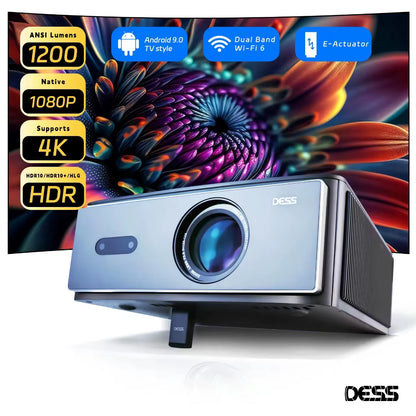 AI Off-Axis&E-Stand  C4 PRO 1080P Projector Full HD 4K 1200ANSI Projectors Video Smart TV for Home 32GB Movie Theater Beamer