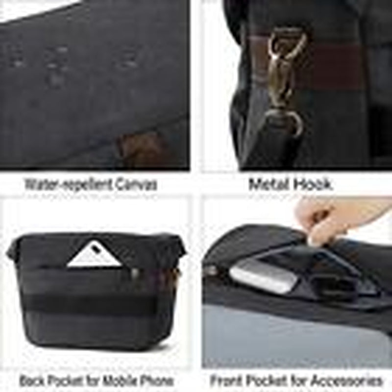 Camera Bag, SLR DSLR Canvas Crossbody Camera Case, Compact Camera 01-Black