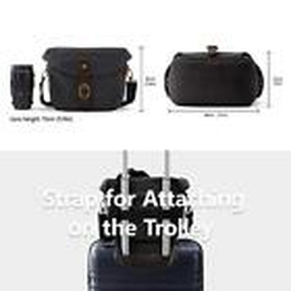 Camera Bag, SLR DSLR Canvas Crossbody Camera Case, Compact Camera 01-Black
