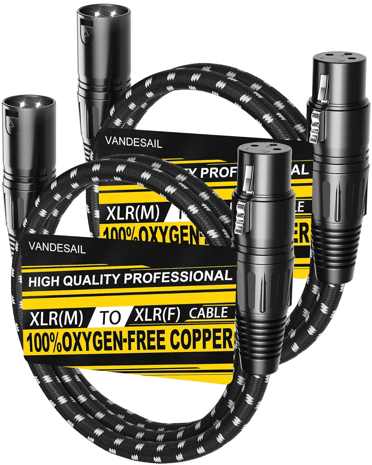 XLR Cable,  3Ft 2 Pack Microphone Cable, XLR Male to Female Balanced Microphone Cord 3 Pin, 3 Foot Short Mic Cord