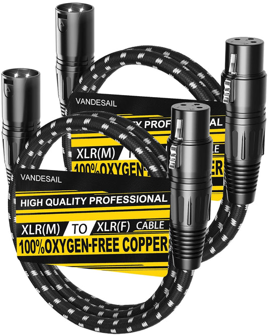 XLR Cable,  3Ft 2 Pack Microphone Cable, XLR Male to Female Balanced Microphone Cord 3 Pin, 3 Foot Short Mic Cord