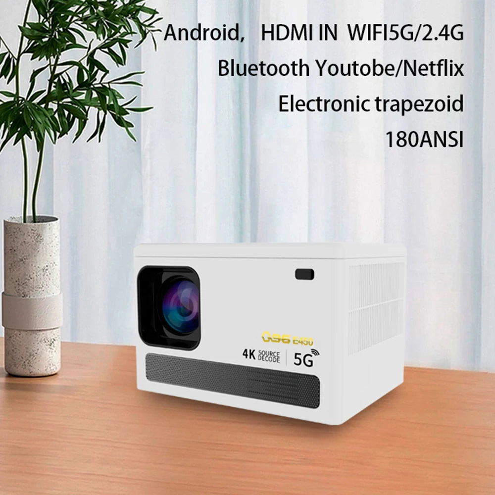 E450 4K HD Projector WIFI 6.0 Smartphone Same Screen Projector Dual Band WIFI Bluetooth Projector Auto Focus Home Projector