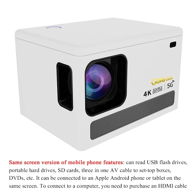 E450 4K HD Projector WIFI 6.0 Smartphone Same Screen Projector Dual Band WIFI Bluetooth Projector Auto Focus Home Projector