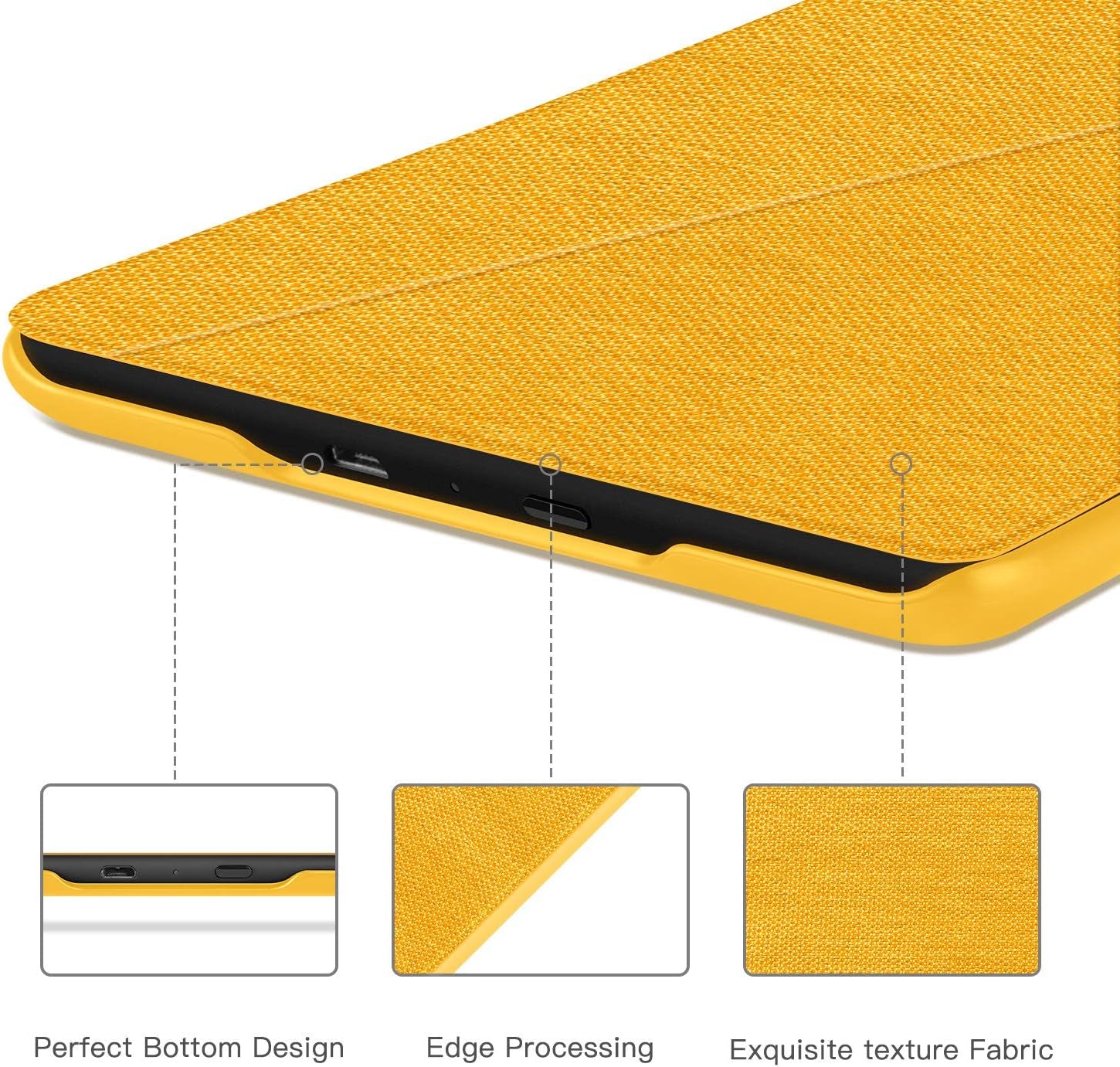 Fabric Folding Case for Kindle (10Th Generation - 2019 Release), Lightweight Hands-Free Stand Cover with Auto Wake/Sleep, Only Suitable for Kindle 10Th Generation 2019 Released, Yellow