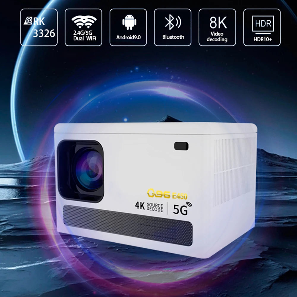 E450 4K HD Projector WIFI 6.0 Smartphone Same Screen Projector Dual Band WIFI Bluetooth Projector Auto Focus Home Projector
