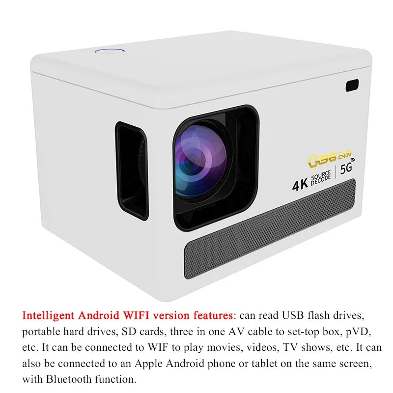 E450 4K HD Projector WIFI 6.0 Smartphone Same Screen Projector Dual Band WIFI Bluetooth Projector Auto Focus Home Projector