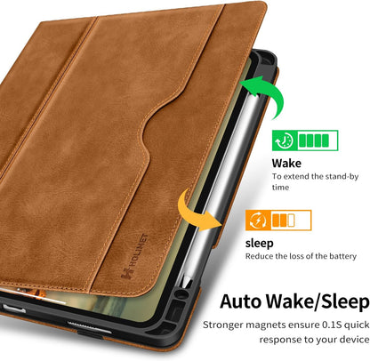 HOLIMET Ipad Pro 12.9 Case 2022 6Th/5Th/4Th/3Rd Generation Case 2021 2020 2018 with Pencil Holder Pocket Strap Folio Stand Cover Soft TPU Back Shockproof, Auto Sleep/Wake,Vegan Leather
