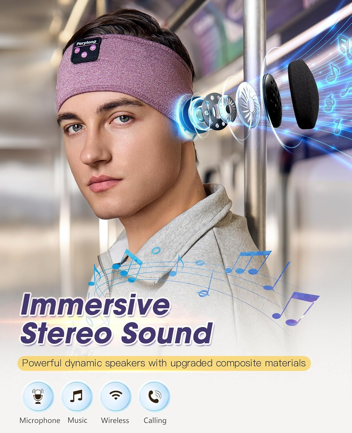 Sleep Headphones Headband, Bluetooth Sports Headband,Wireless Sleeping Headphones Sleep Earbuds for Side Sleepers Workout Running Insomnia Travel Yoga