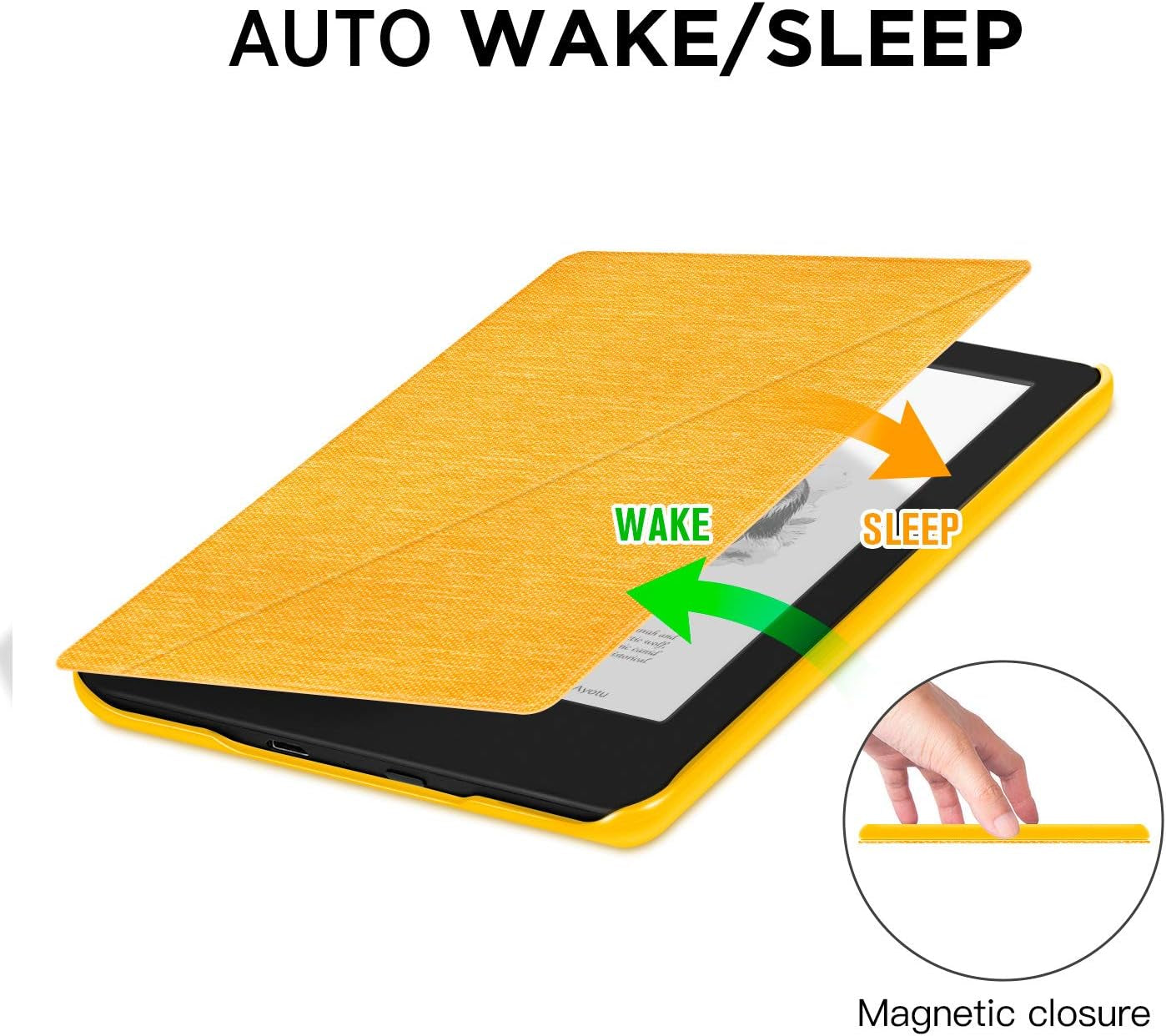Fabric Folding Case for Kindle (10Th Generation - 2019 Release), Lightweight Hands-Free Stand Cover with Auto Wake/Sleep, Only Suitable for Kindle 10Th Generation 2019 Released, Yellow