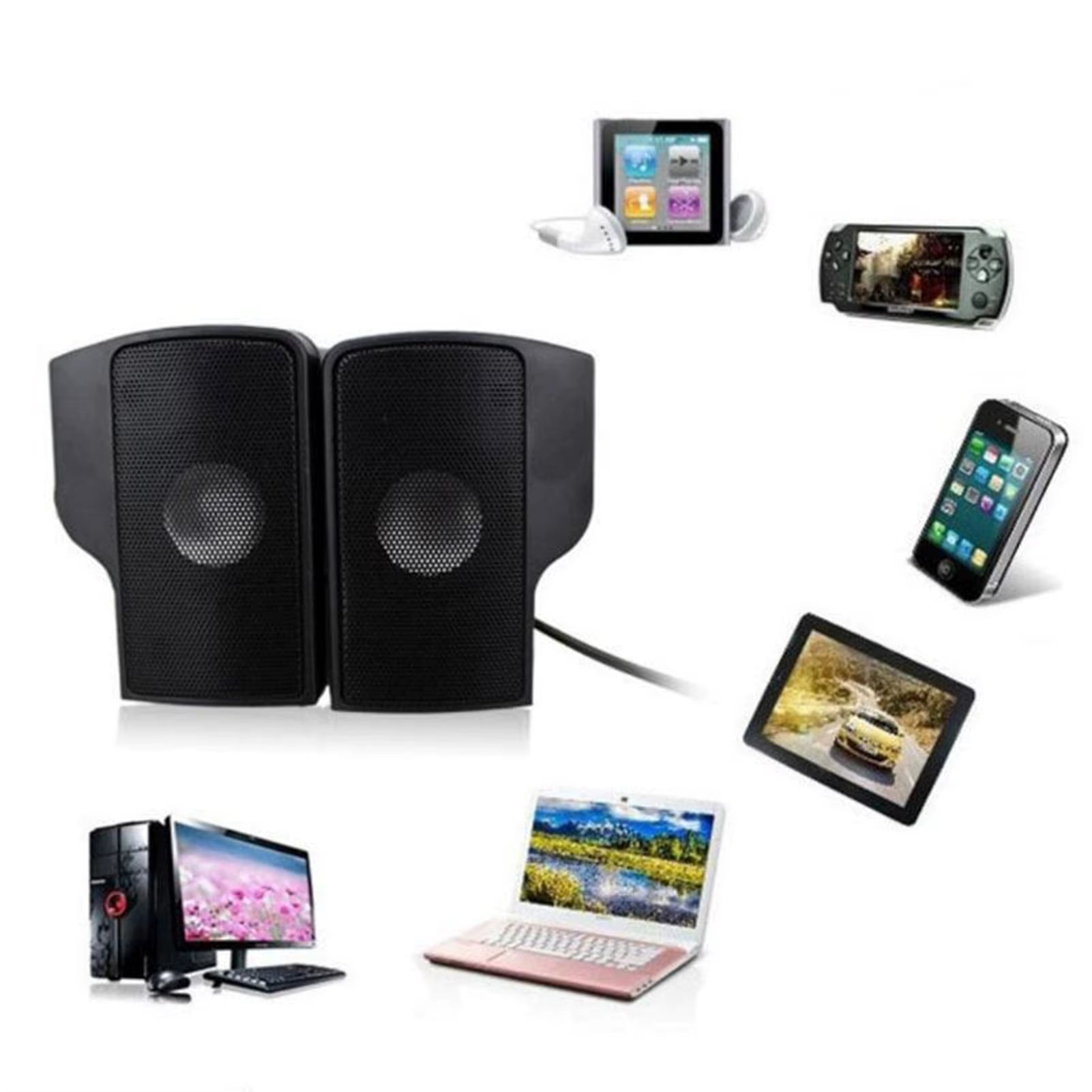 PC Computer Speakers External Clip on Computer Speakers USB Powered Wired Multimedia Mini Soundbar for Computer Laptop Speakers
