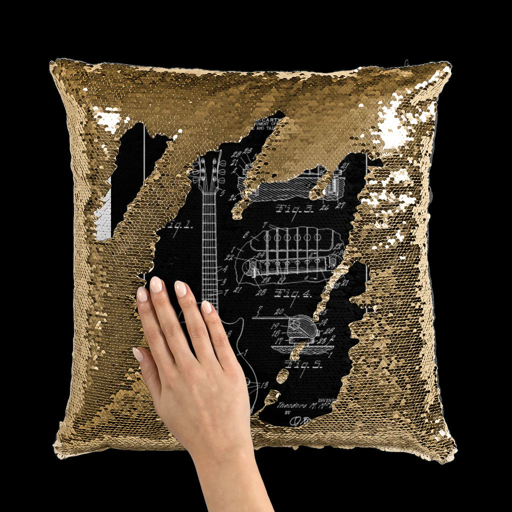 Gibson Les Paul Patent Sequin Cushion Cover