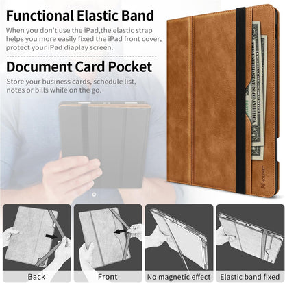 HOLIMET Ipad Pro 12.9 Case 2022 6Th/5Th/4Th/3Rd Generation Case 2021 2020 2018 with Pencil Holder Pocket Strap Folio Stand Cover Soft TPU Back Shockproof, Auto Sleep/Wake,Vegan Leather